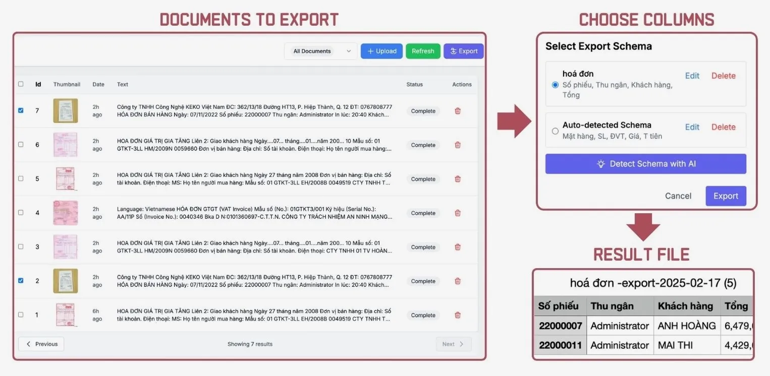 Pink Scan AI export to CSV feature